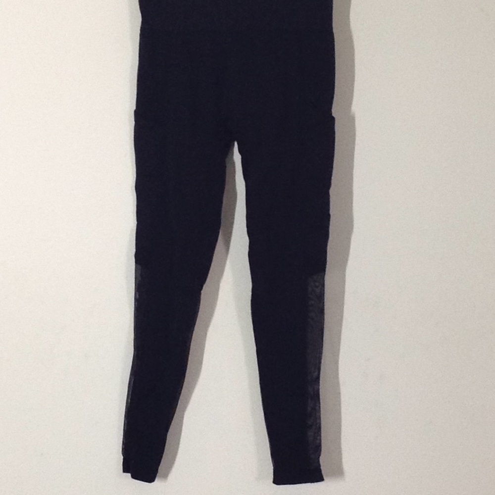 Soho Girls Black Leggings w Side Pockets Mesh Legs